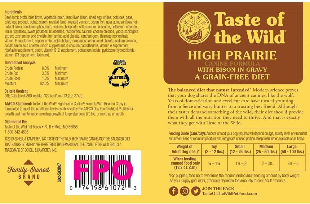 Benefits of Taste of the Wild High Prairie Wet Canned Dog Food with Bison