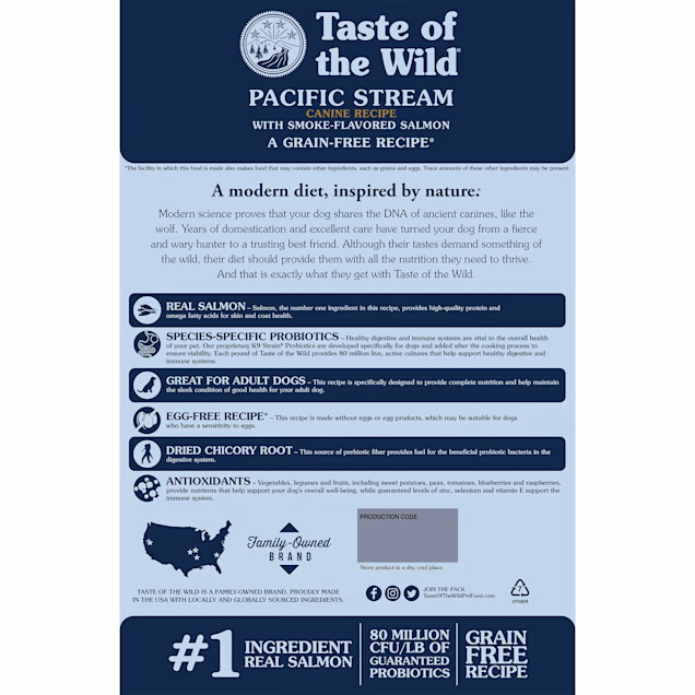 Benefits of Taste of the Wild Pacific Stream Grain-Free with Smoke-Flavored Salmon Dry Dog Food products
