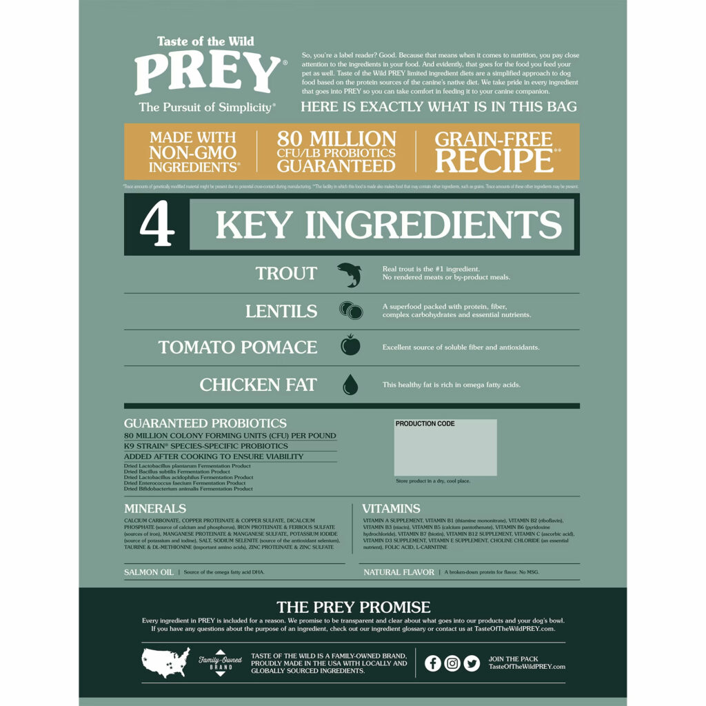 Benefits of Taste of the Wild Prey Trout Limited Ingredient Recipe Dry Dog Food
