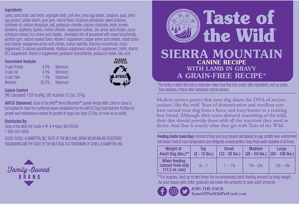 Benefits of Taste of the Wild Sierra Mountain Wet Dog Food